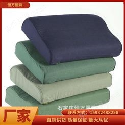 恒万服饰厂家 宿舍学生用定型枕 绿色棉枕头 户外拉练棉枕