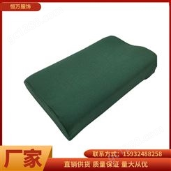 恒万服饰厂家 应急救灾 绿色棉枕头 成人高低护颈枕头